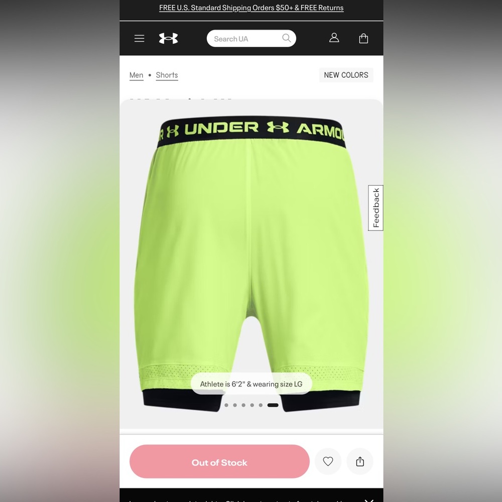 Under Armour Vanish 2 in 1 Black and Neon Green Athletic Shorts